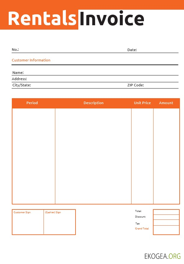 Modèle de facture de location commerciale
